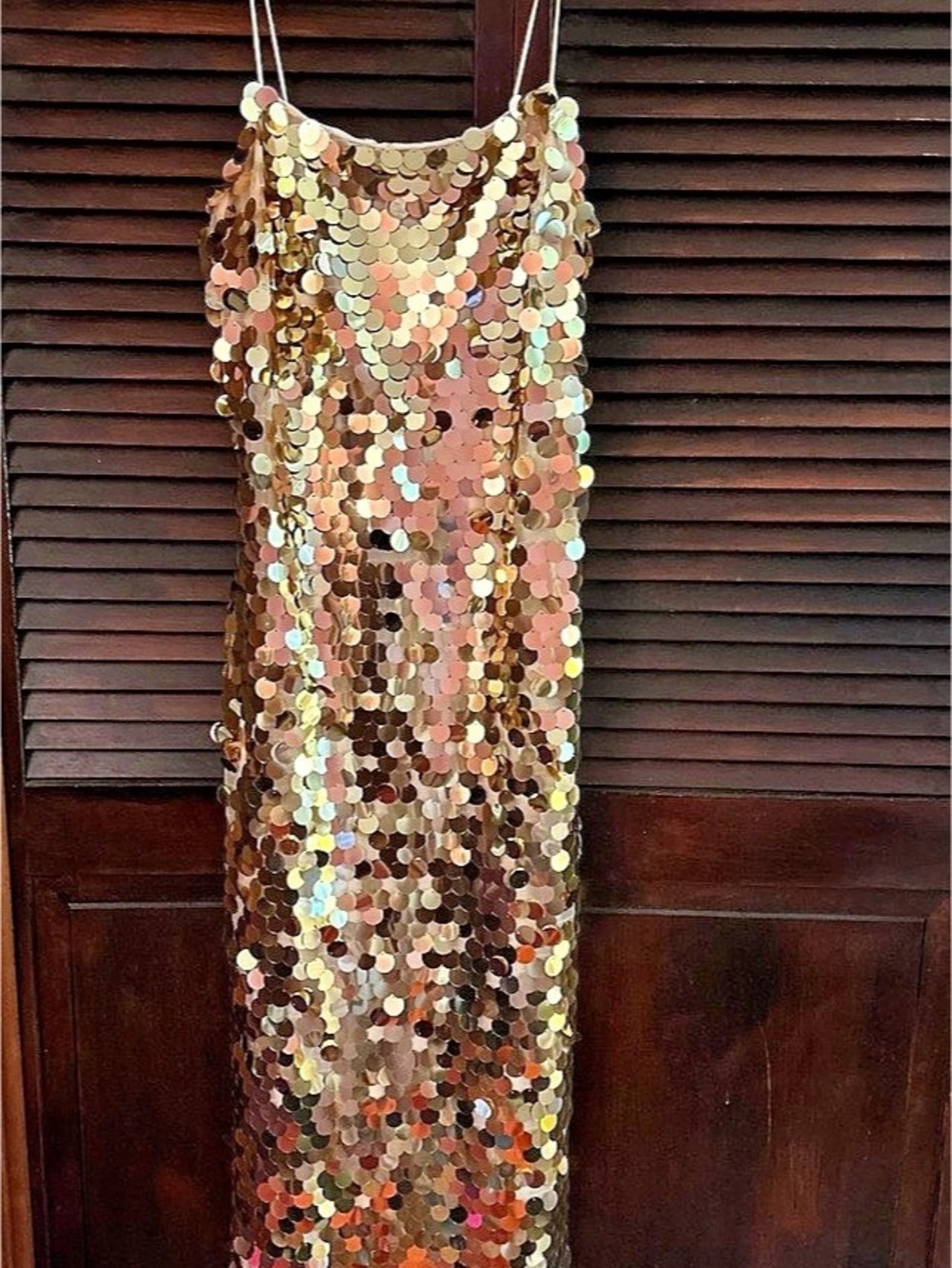 Fashion Nova Peyton Sequin Maxi Dress Gold & Pink Size XL